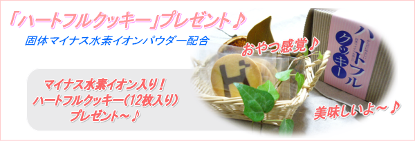 毎日水素(マイナス水素イオン)でハートフルクッキープレゼント!